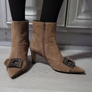 Mariana Brown Ankle Boots with Decorative Buckle